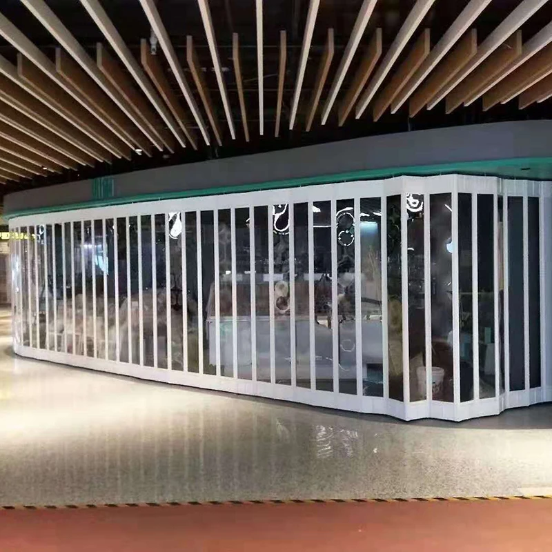 Commercial Transparent Polycarbonate Folding Sliding Door For Shop Aluminum Pvc Security Doors