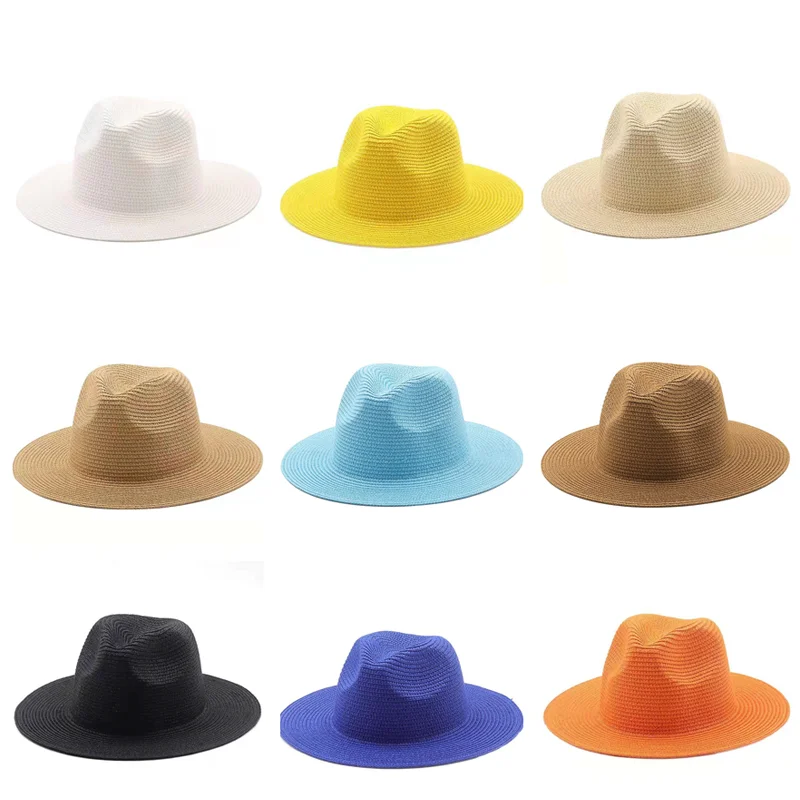 New Arrival Wholesale Summer Panama Caps Vacation Wide Brim Visor Casual Summer Sun Sombrero Women Fedora Beach Party Straw Hats