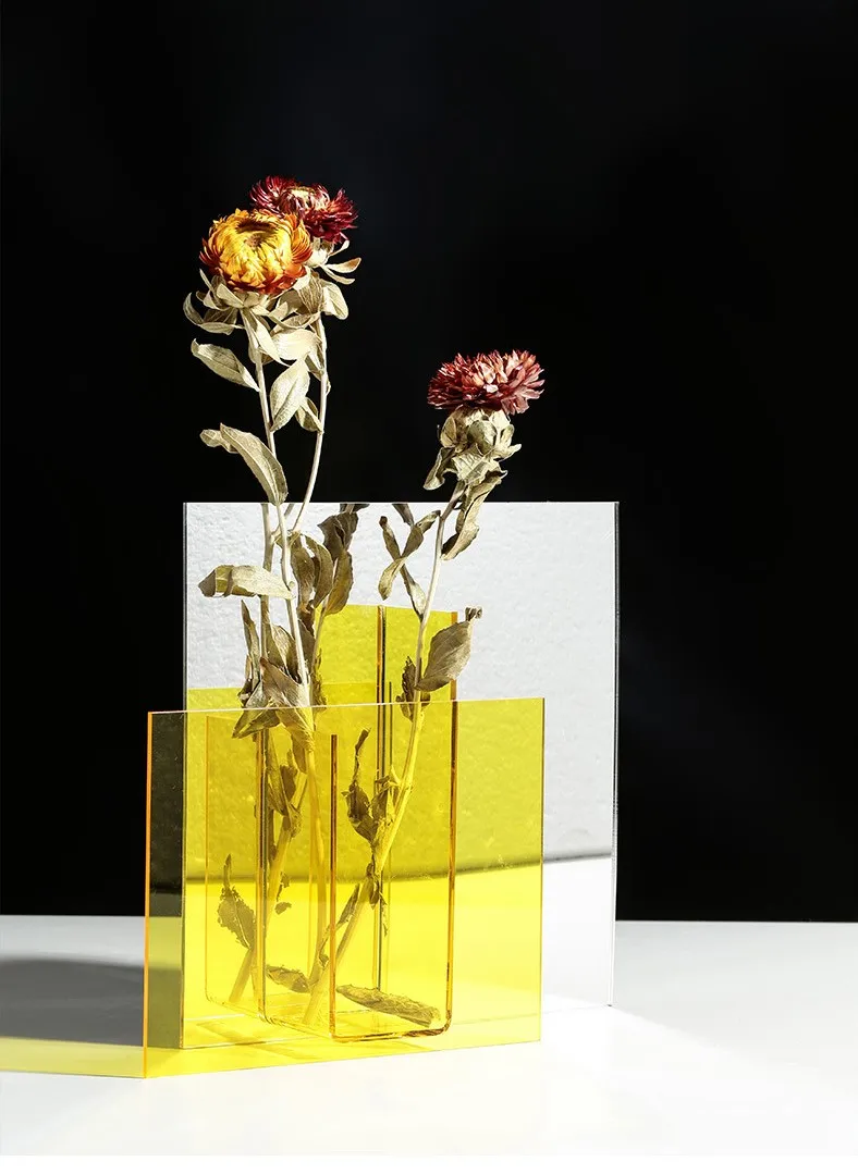 Горячая Распродажа, цветная прозрачная акриловая ваза для маленьких бутонов, роскошное украшение, ваза для цветов для дома