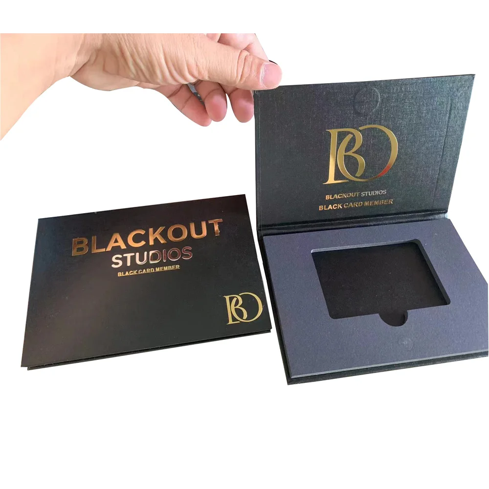 Custom Logo Printed Black Cardbox Bank Card Box Luxury VIP Credit Card Packaging Gift Box