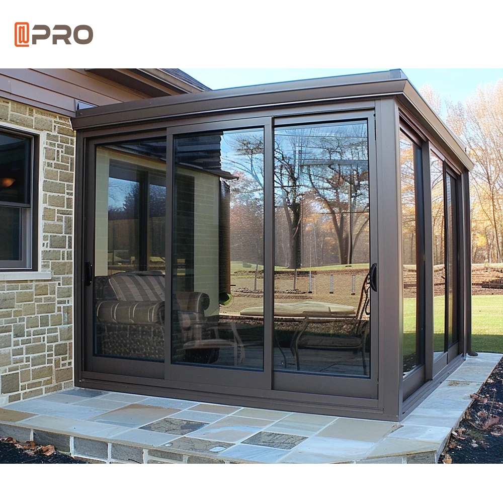 APRO 2024 sunroom Aluminum Sunroom Energy-Saving with Modern Minimalist Style with sliding door