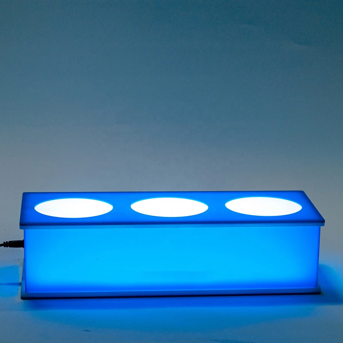 Table Top 3 Bottles Vodka Led Light Luminous Plastic Acrylic Wine Box Display Rack