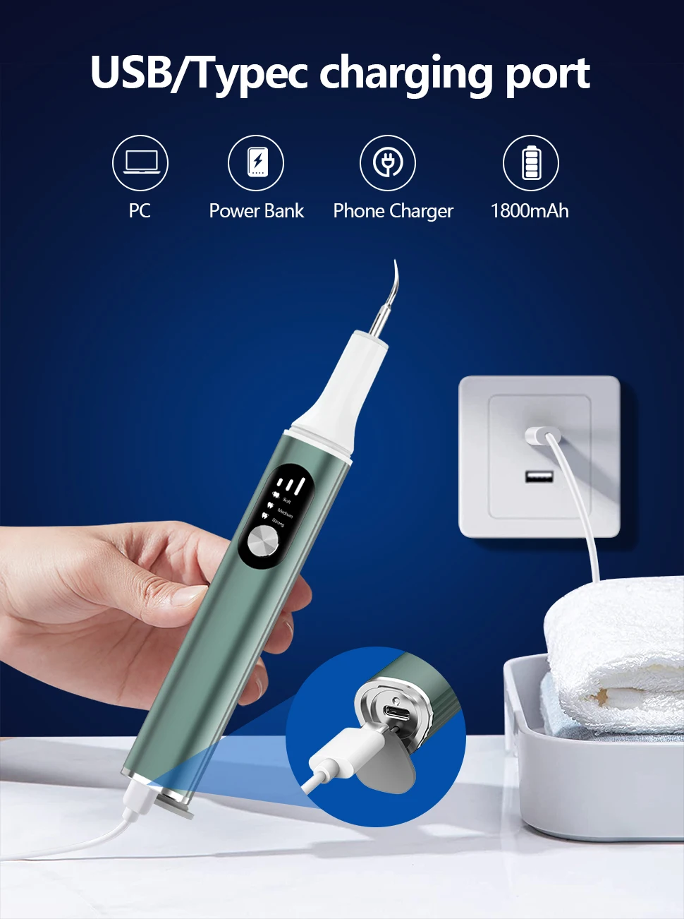 Teeth whitening dental plaque remover for kids adult pet electric ultrasonic dental Calculus Plaque Remover Tool Kit