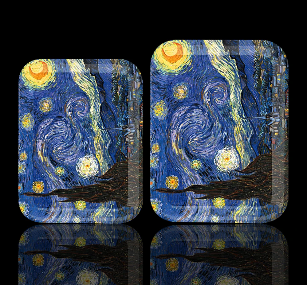 Van Gogh plastic trays set custom logo serving melamine tray cake food tray