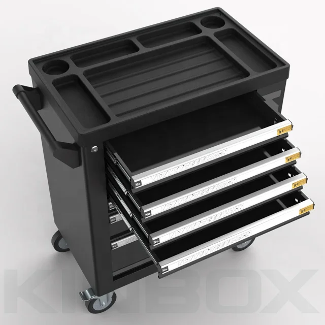 Kinbox черный популярный прочный ящик для инструментов на колесиках с 7 ящиками