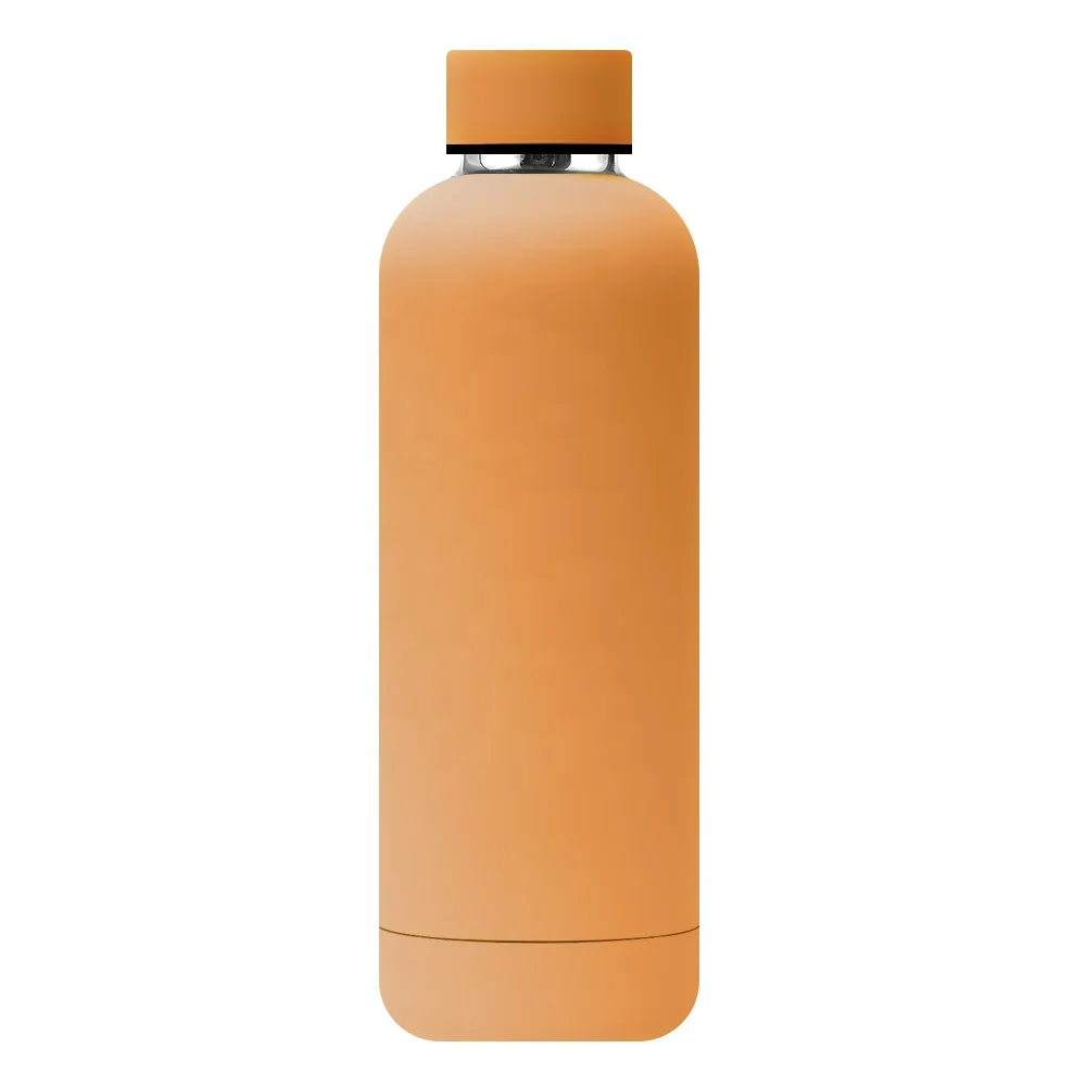 Custom logo rubber paint double wall stainless steel vacuum flask water bottle 750ml