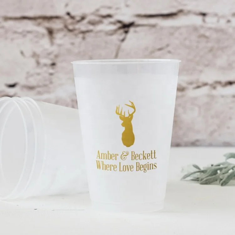 wholesale custom logo flex frosted plastic party juice cup 12OZ 8OZ  Plastic cup for weddings