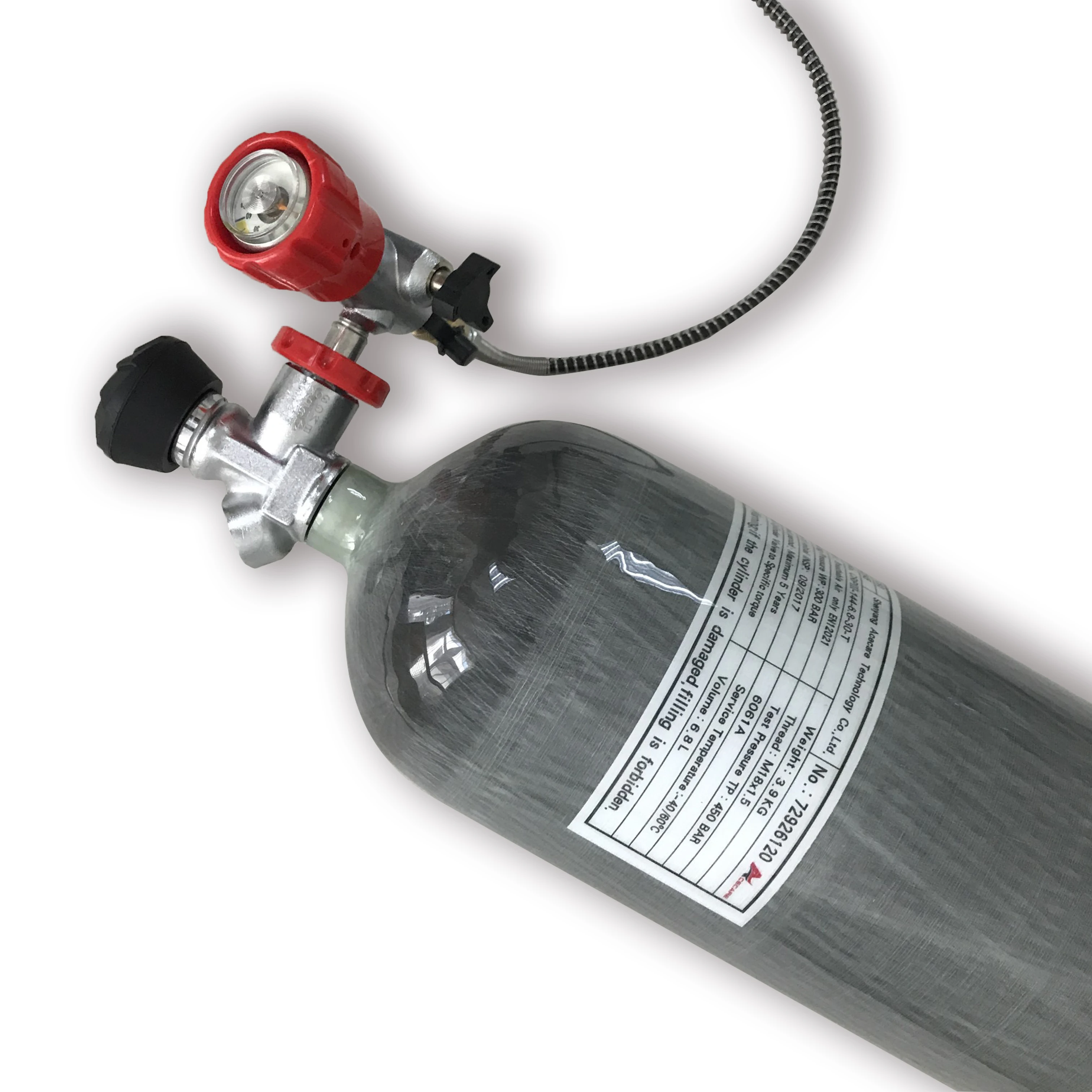 6.8L Carbon Fiber Cylinder CE Valve And Filling station Scuba Diving Oxygen Tank