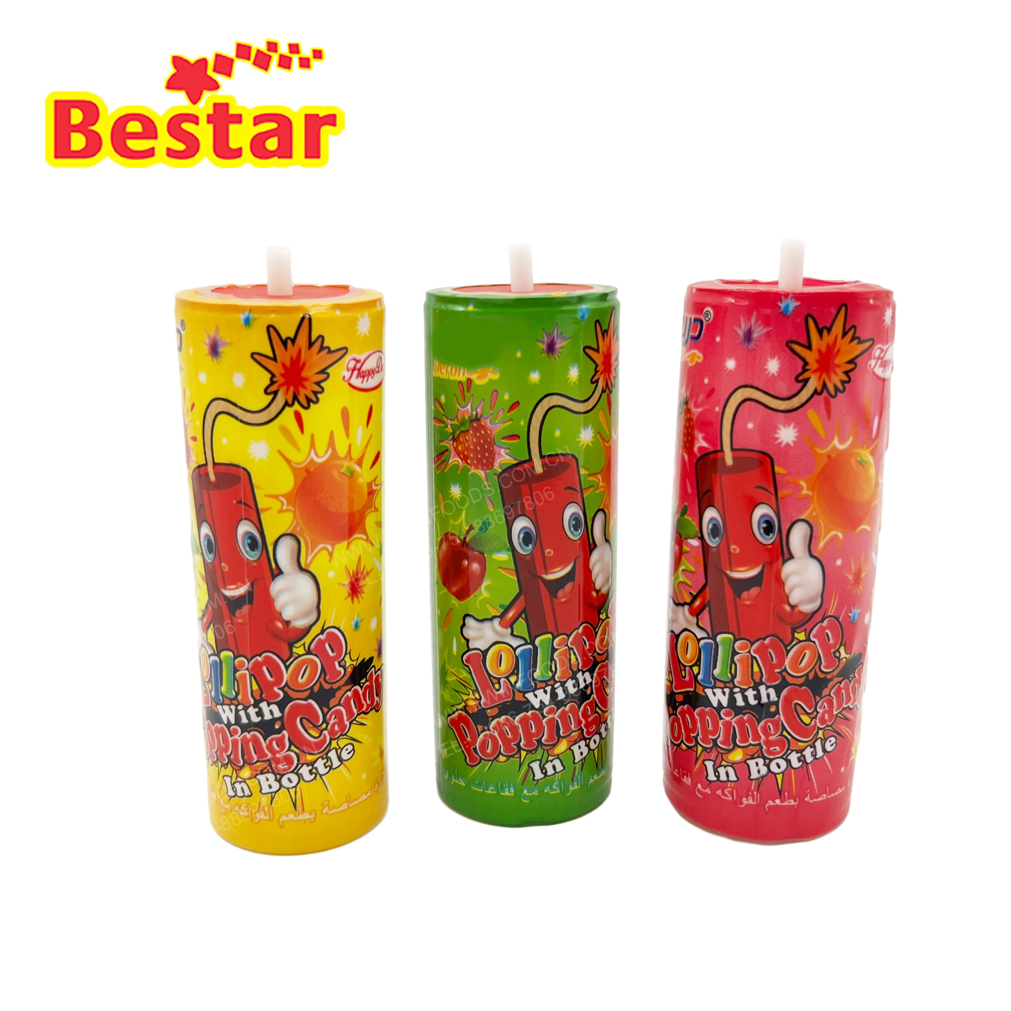 OEM Candy Manufacturers Preferential Wholesale Fun Firecracker Lollipop Cartoon Stickers Candy