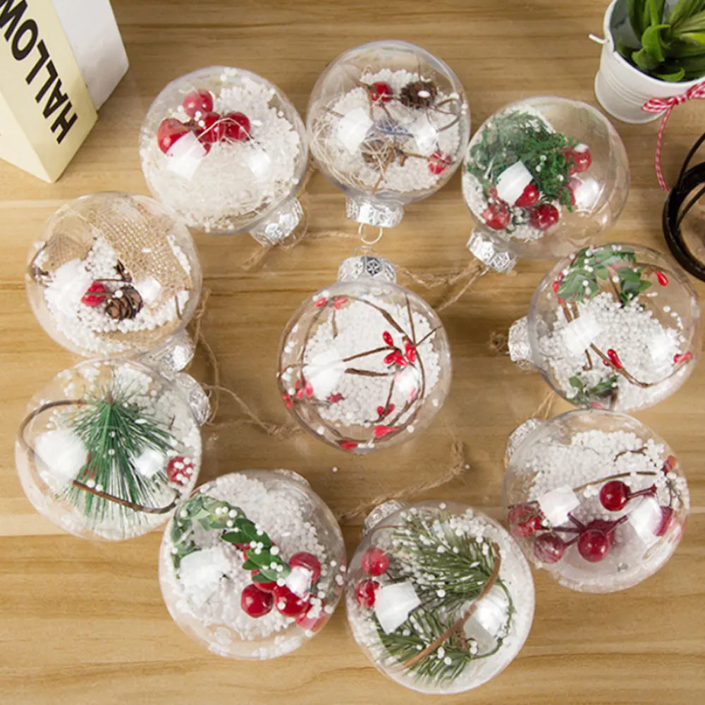Transparent Plastic Ball Hollow Ball 8cm Christmas Ball Christmas New Year Spring Festival Decoration Whole Package Wholesale