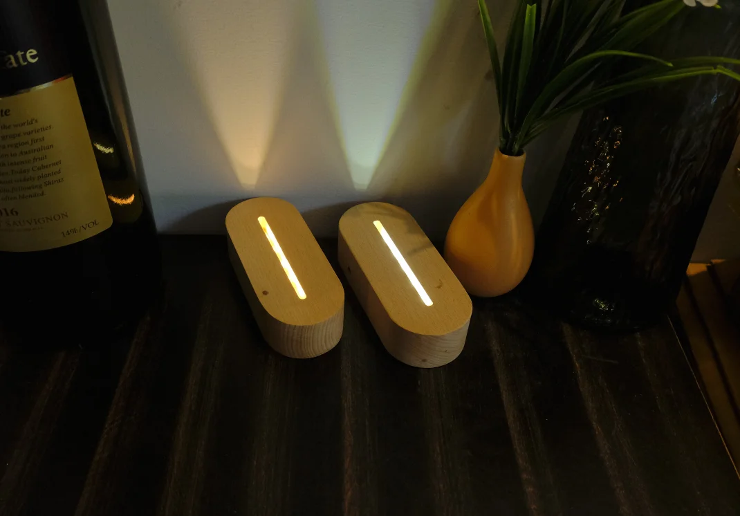 Xianfa Factory Wholesale Wood Led Night Light Base Wooden 3d Led Lamp Base For 3d Illusion Night Light USB Wooden Base