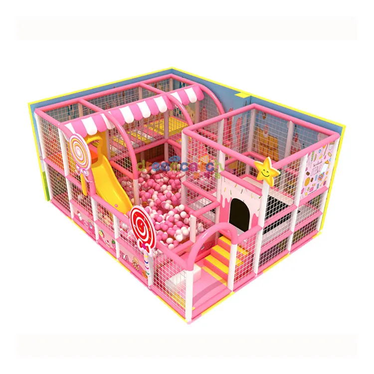 Custom kindergarten playground pink soft play Kids indoor playground designer slides