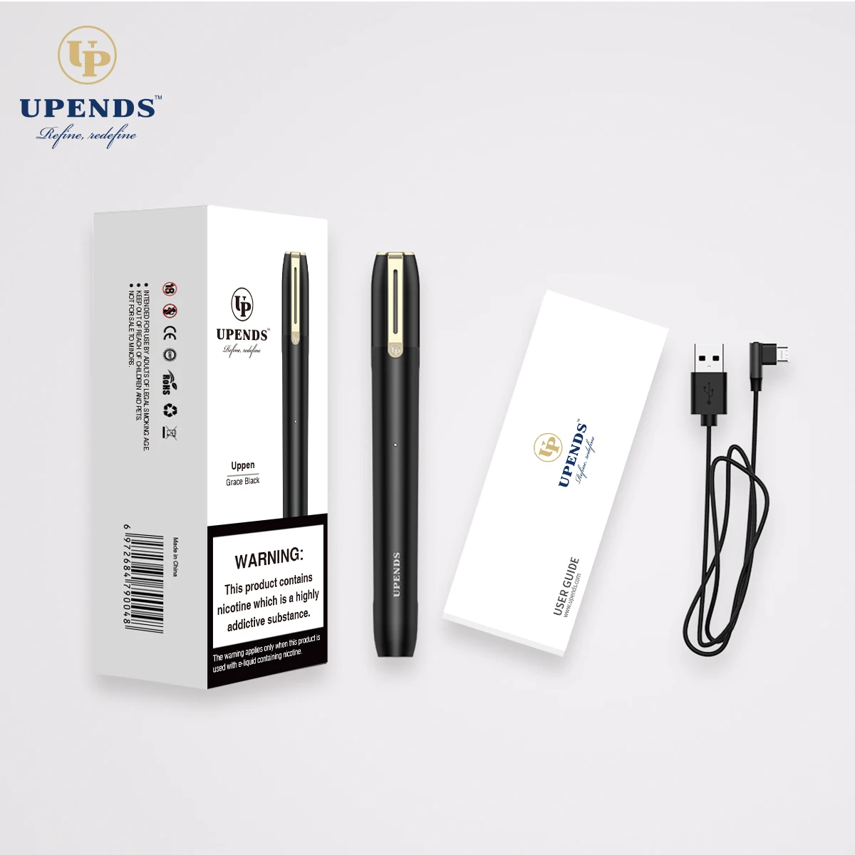 
2020 Hottest Open System Vape Electronic Cigarettes Stylish and Discreet UPEND Uppen with Antibacterial Mouthpiece 