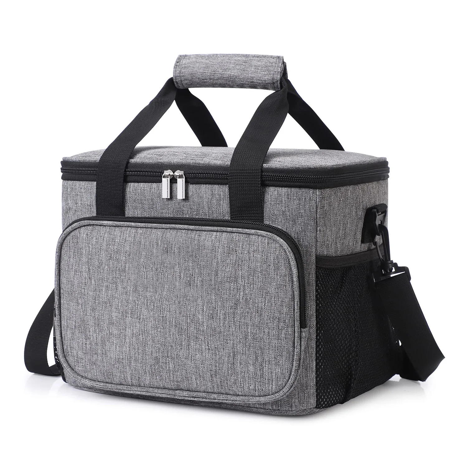 15L Insulated Lunch Bag Dual Compartment Lunch Tote with Handle Large Reusable Cooler Ice Pack Handbag for Women Men
