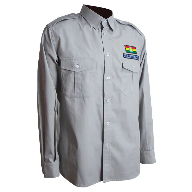 Custom Design Clothing Manufacturer Security Guard Uniform Ethiopian Security Tactical Shirt Gray Security Shirt