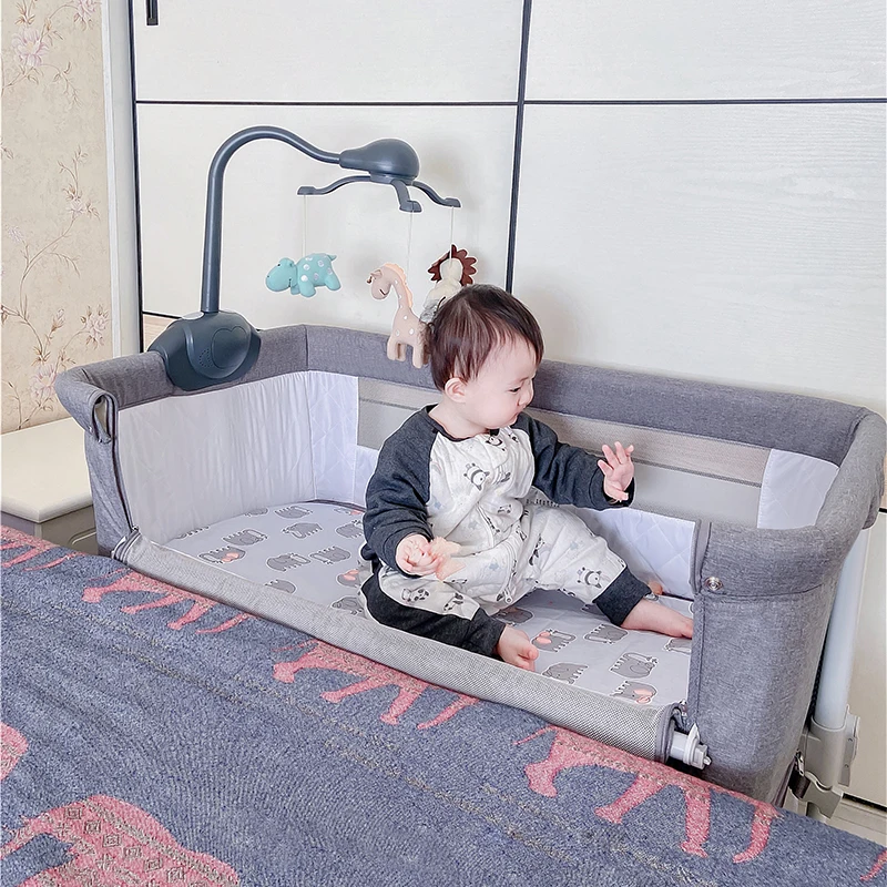 multi-purposes extensible aluminum baby bassinet and cot grey
