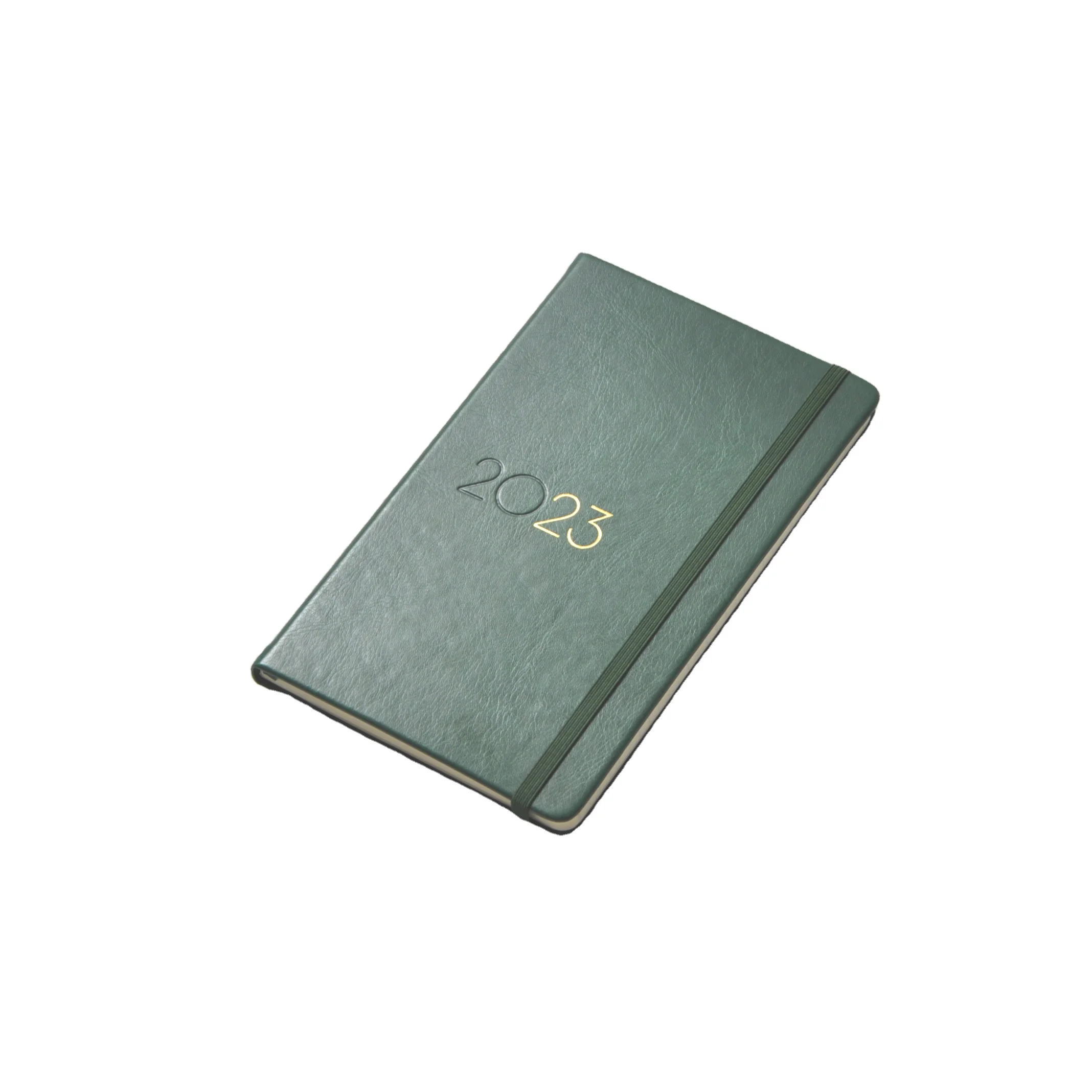Manufacturers A5 Hardcover Green PU Leather Customizable Agendas Journals Notebooks Agendas 2025 Planners Diaries