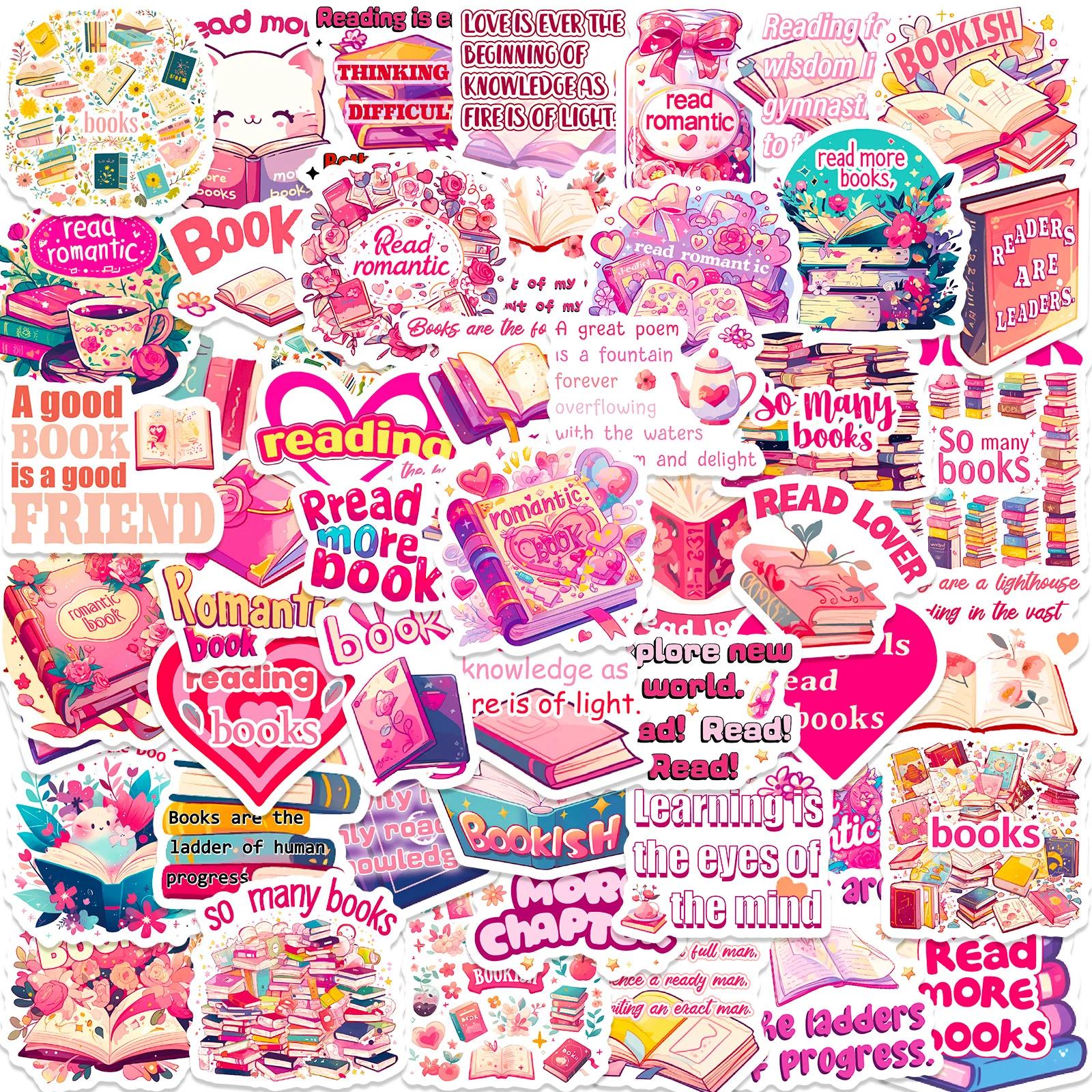Text Sticker Series : 50pcs Creative Stickers, Cute, Waterproof for Laptops,  bottles,  Luggage, Cars,  Gift Favors & Decor