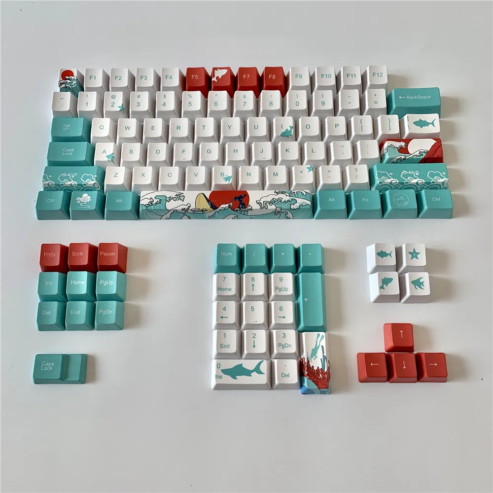 PBT mechanical keycaps personalized 104 keys coral sea keycaps Japanese&English Coral Sea Keycaps