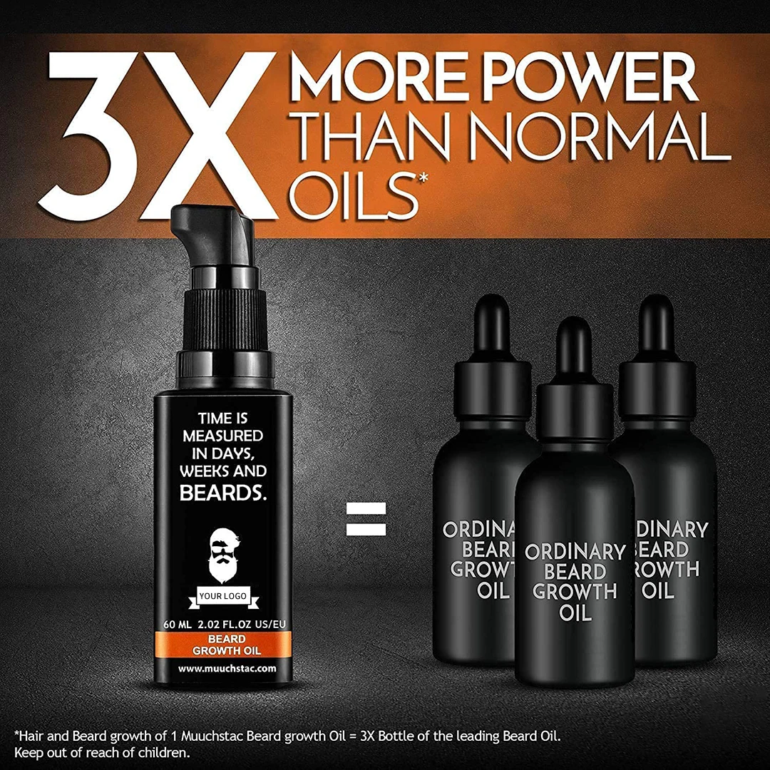 100% Natural Organic Vegan Softens Beard Growth Oil Strengthens Private Label Professional Mens Beard Care for Man