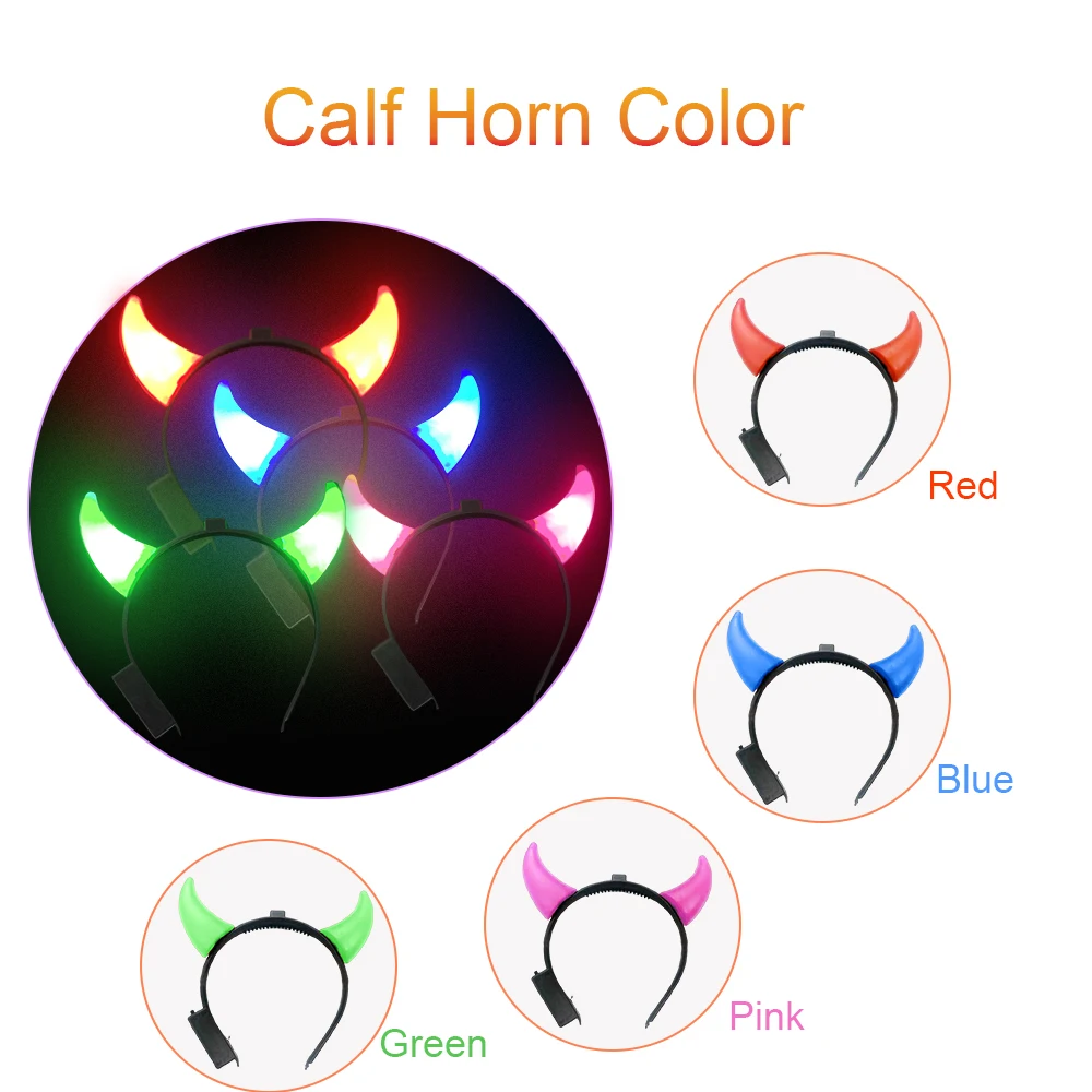 Light Up Mini Devil Horn Bopper Headband LED Headband Accessory for Halloween Rave Party