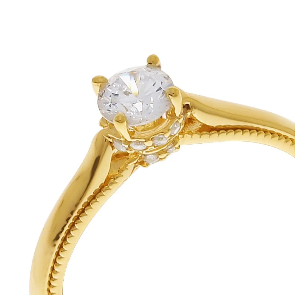 Best Selling Classics 14K GOLD JEWELRY Engagement Ring 14K Gold Jewelry With Cubic Zirconia HTJ Brand Vietnam Manufacturer