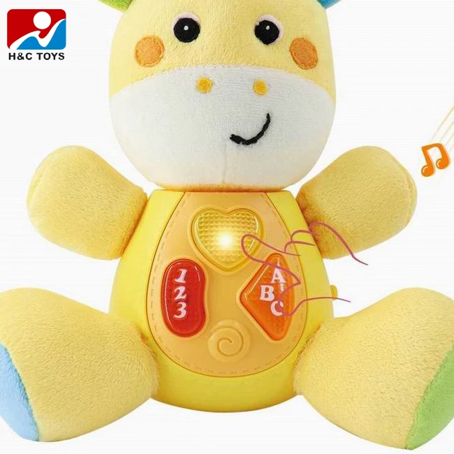 Education toy for baby battery operation little giraffe with light and music stuffed animal toys plush