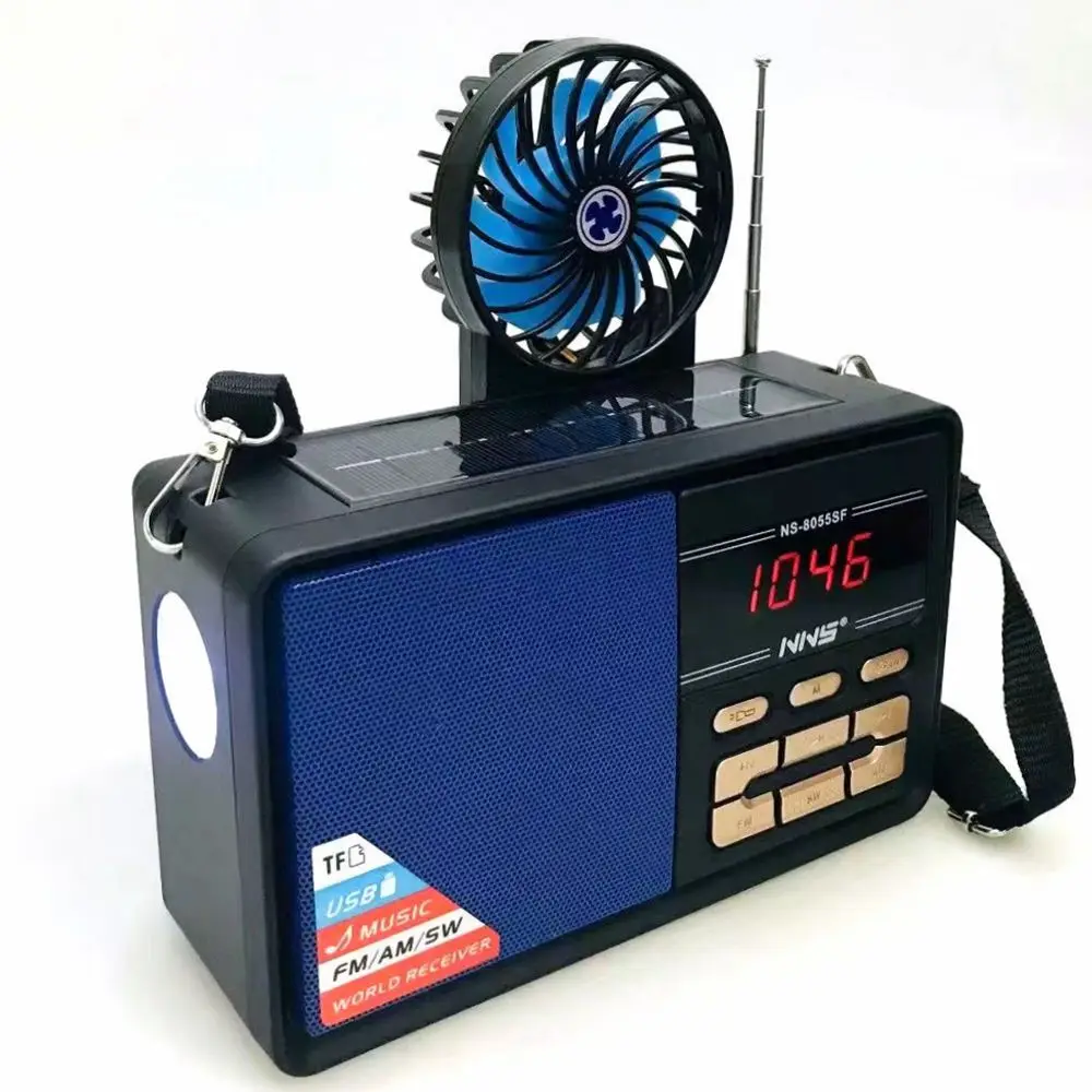 NS-8055SF am fm sw digital radio cool fan USB radio solar powered am/fm radio with torch