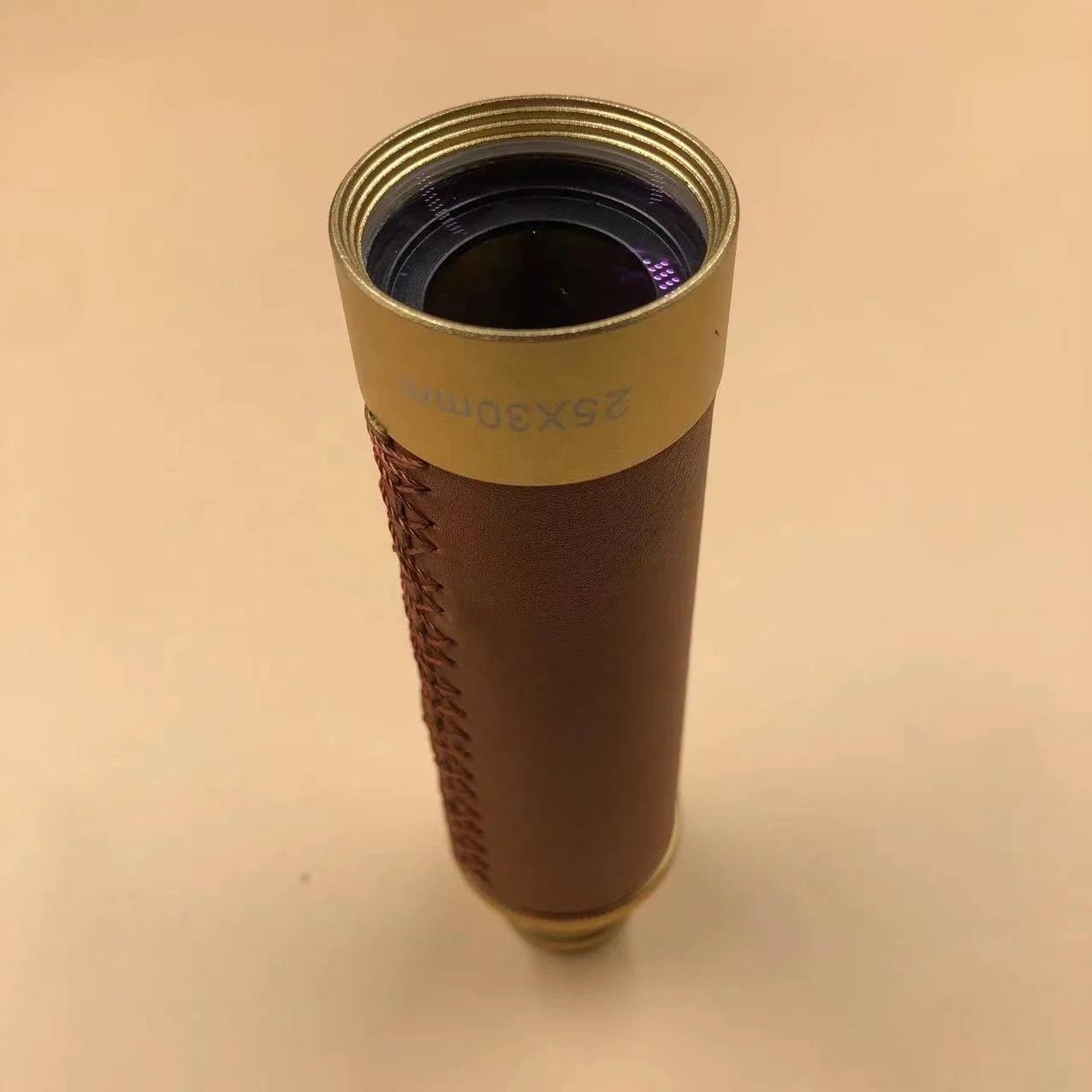 25x30 single barrel looking metal far mirror portable pocket pirate mirror with leather bag gift