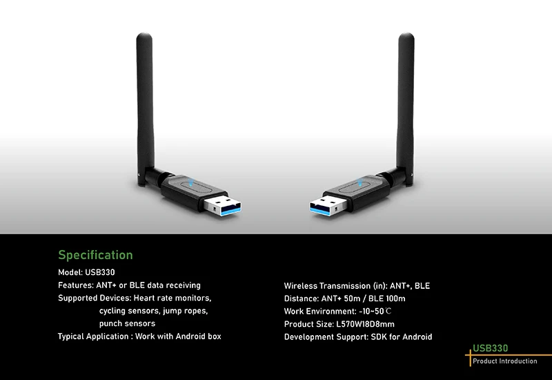 Chileaf BLE & ANT+ Data Receiving Portable Long Range Wireless USB Stick Dongle