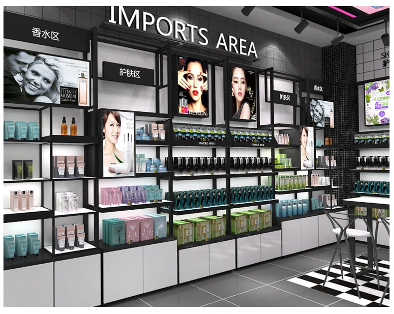 Cosmetic Shop Display Rack Gondola Cosmetics Grocery Shelves Shelf Store Shelving for Furniture