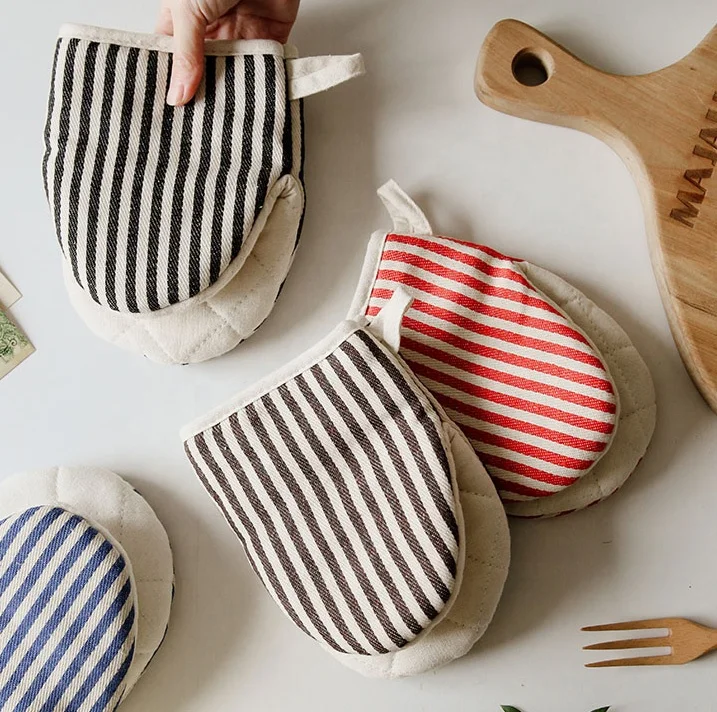 Stripe Print Duck bill shape cotton kitchen oven mitts custom and pot holders oven gloves