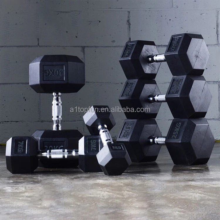 Wholesale Gym Equipment Rubber Hex Dumbells Weights Set 20kg 50kg Men Unisex 20kg Dumbbell Set
