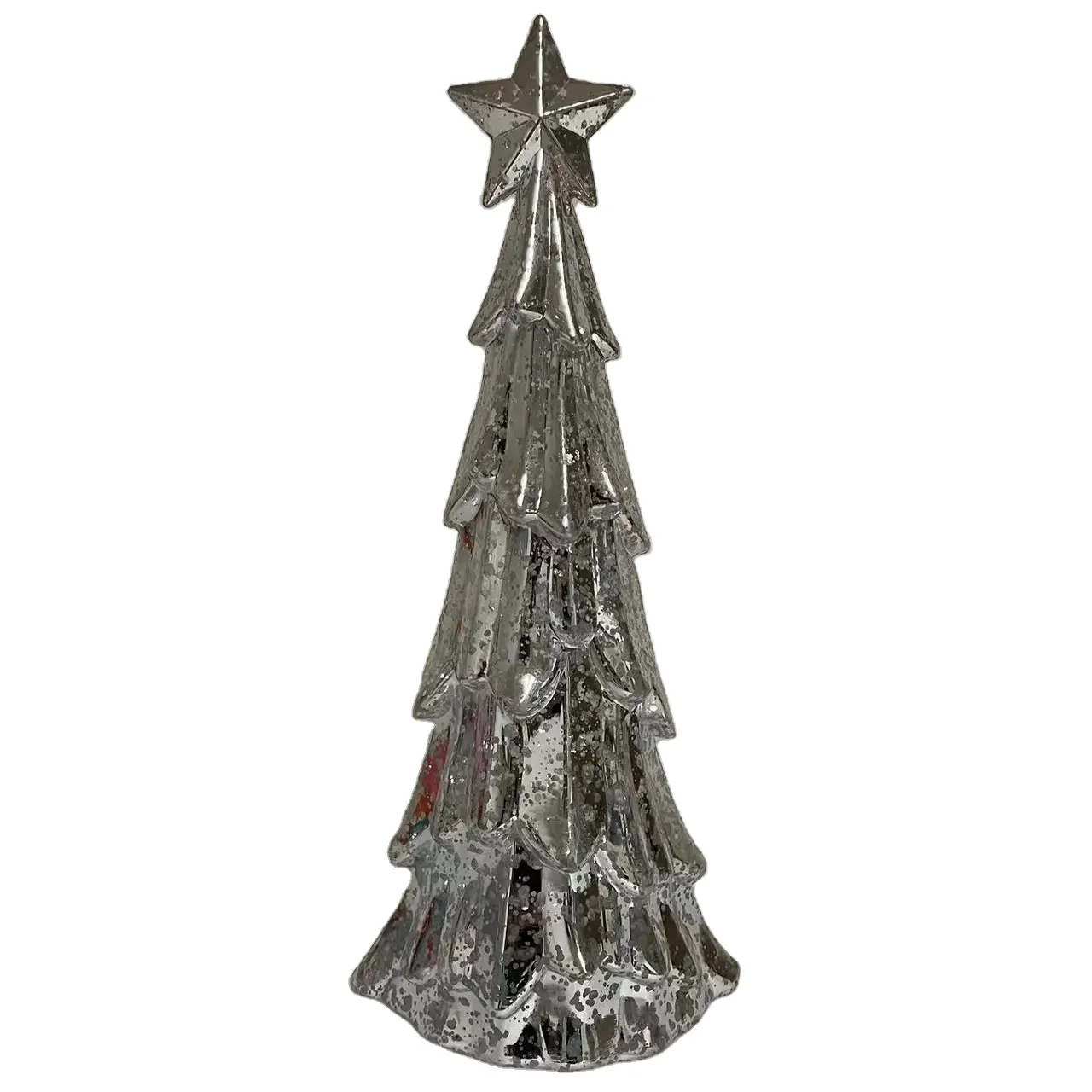 Silver Christmas tree with LED lighting and star lighting, indoor decorative decorative decorative decorative decorative lights