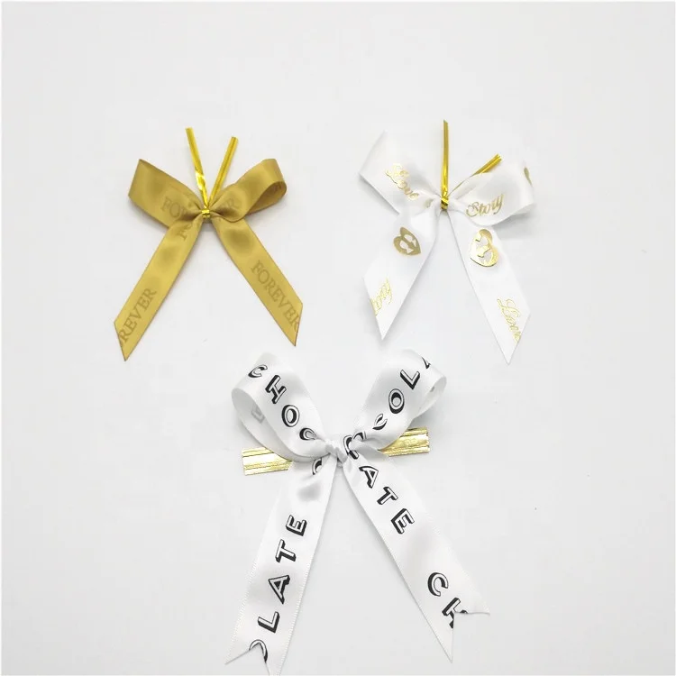 Wholesale Custom Pretied Packing Ribbon Bows With Twist Tie
