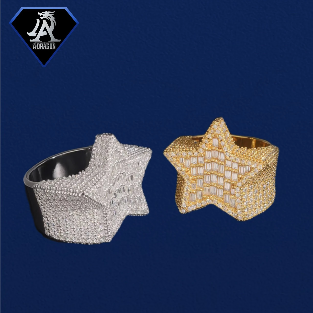 2.0ct Moissanite Engagement Rings Clear Sparkling Crown Solitaire 925 Silver 14k Gold Plated VVS Wedding Rings