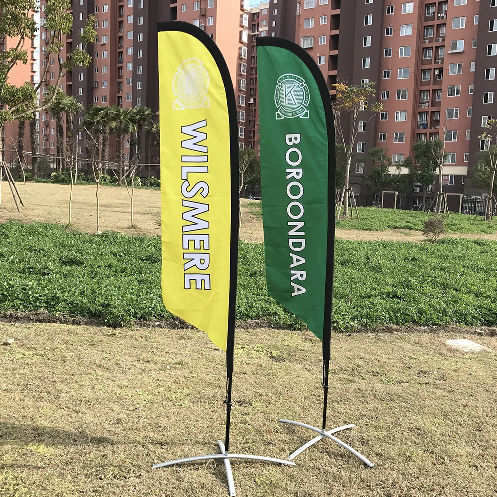 Double Sided Custom Advertising Beach Flying Feather Flag For Outdoor