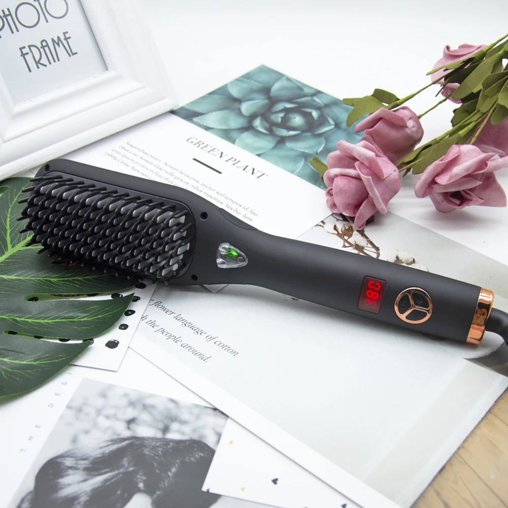 Wholesale Price Portable PTC Heated Electric Anti-scalding One Step Hair Straightening Curling Hair Straightener Comb