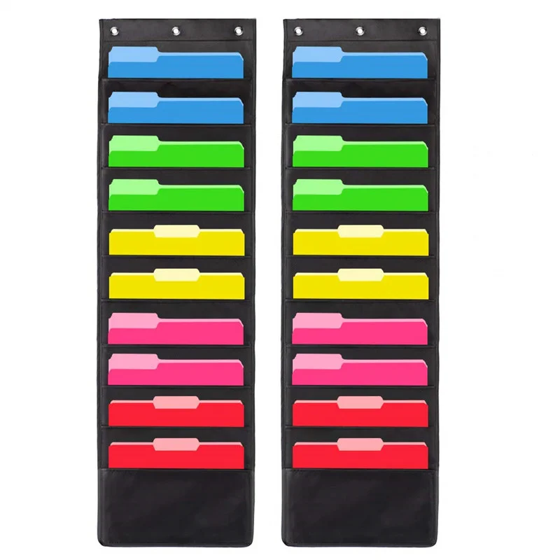 Wall Storage Pocket Chart with 10 Large Pockets Hanging Wall File Organizer for Classroom Office Home