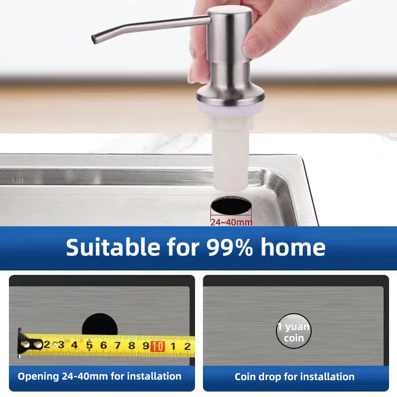 Hotel Kitchen Sink Stainless Steel Liquid Soap Dispenser Hand Sanitizer Manual Black  Soap Dispenser