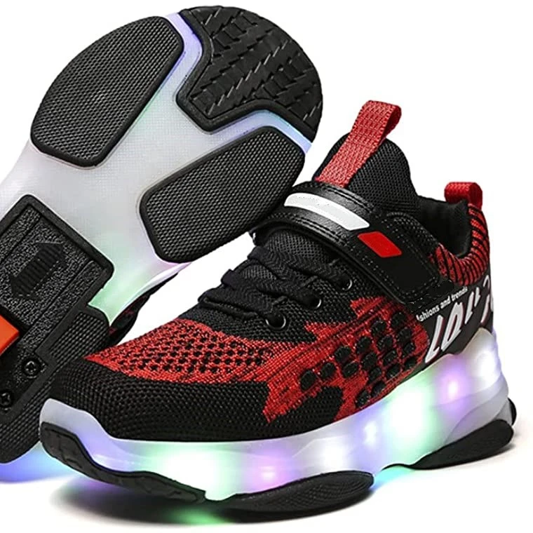 Light Up Shoes for Kids with Double/Single Wheel Roller Skates Sneakers Rechargeable LED Children shoes