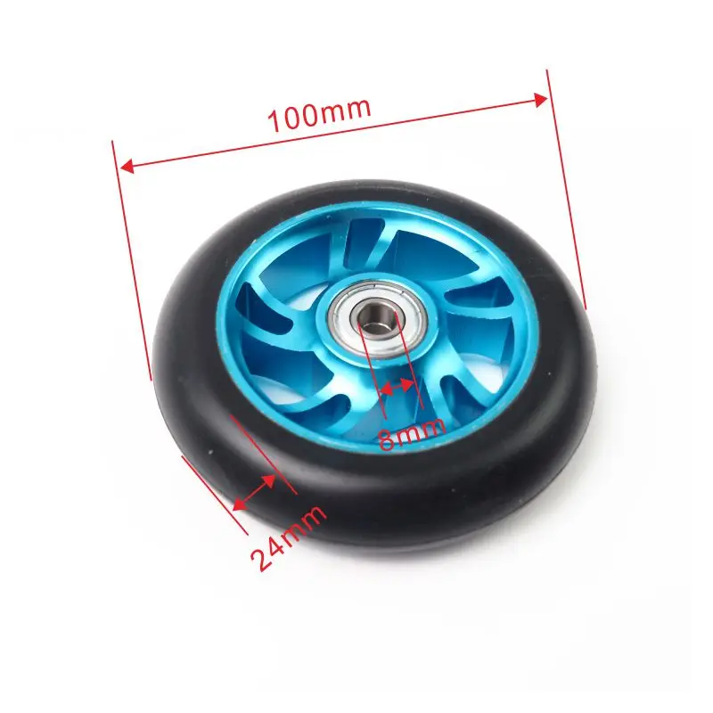 4 inch 100mm pu pro stunt scooter wheel100mm-125mm aluminum center rubber scooter wheels