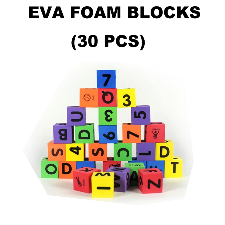 Factory supply 30 pcs soft eva foam block alphabet and numbers baby kids toy and education eva block