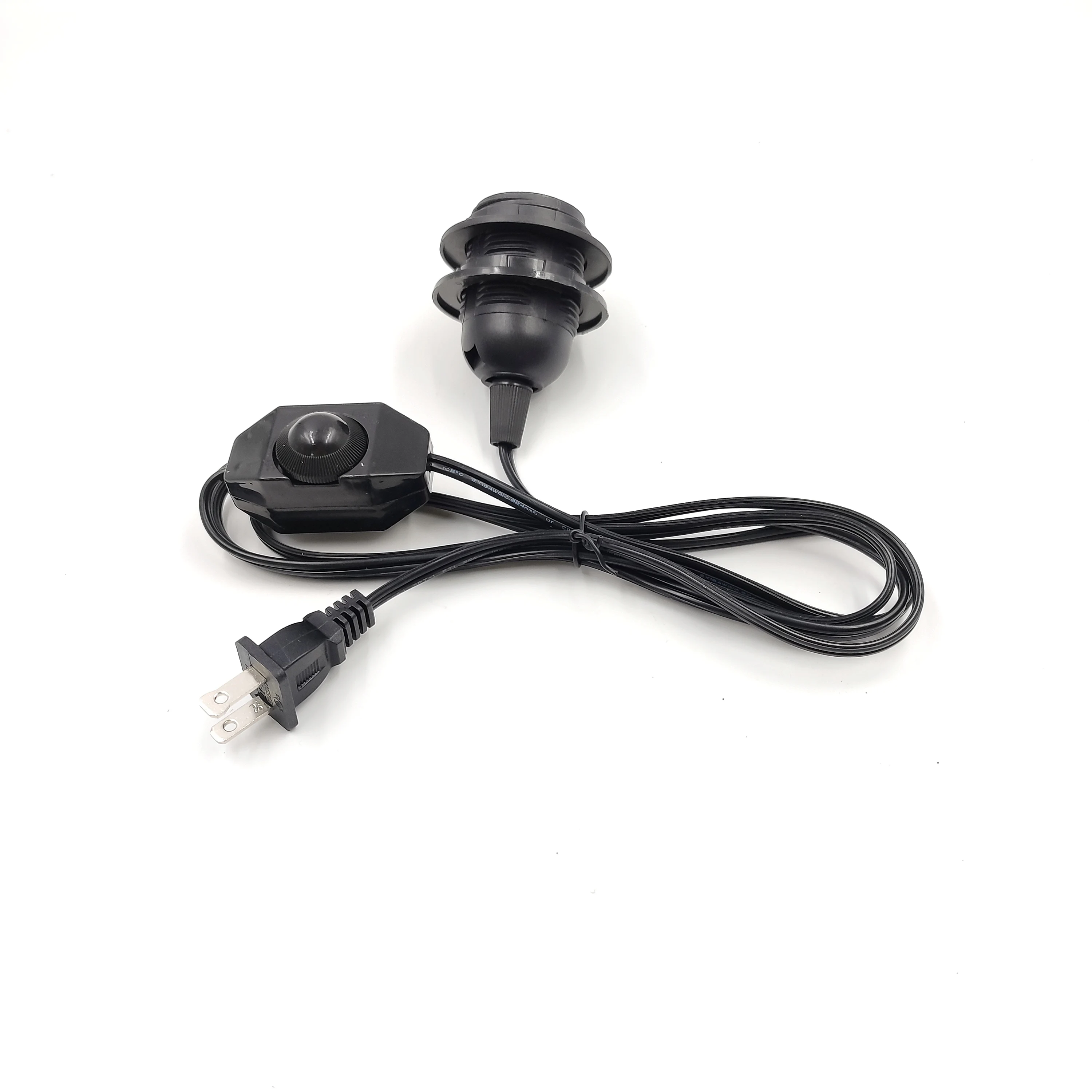 UL Certified 1.8m Black Power Cord Plug American PVC Power Cord E27 Full Tooth Single Ring Lamp Holder 301 Thyristor Dimming