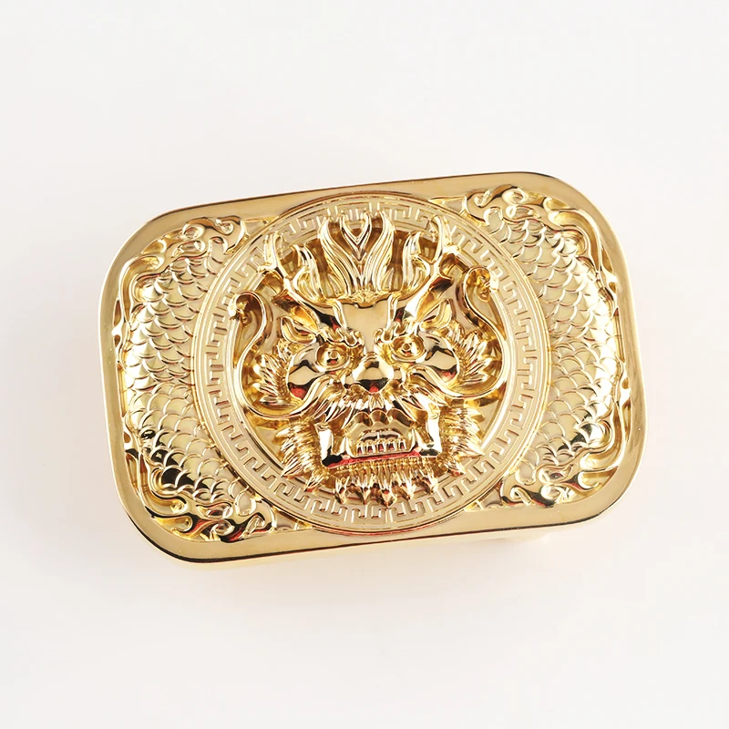 925 Silver Gold Plated Customized Solid Brass Dragon Head Belt Buckle 3D Embossed Design Vintage Alloy Animal Belt Buckle Men