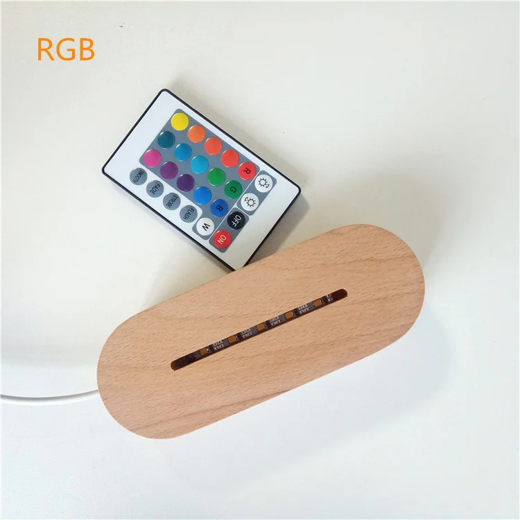 Lighting and Circuitry Design Handmade Customized Wholesale 3d Acrylic Wooden Base Round Oval Wood for Led Night