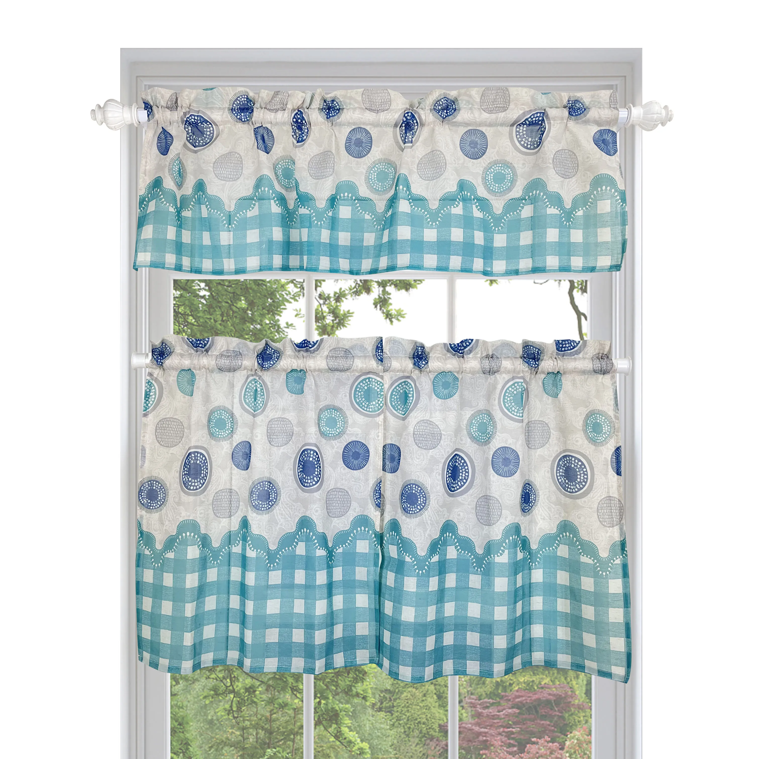 
Fancy Rod Pocket Polyester Window Curtains Cotton Kitchen Patterns Curtains And Valances Set Ready Made 
