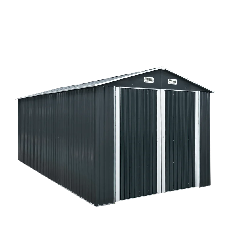 10ft x 20ft Outdoor Prefab Container Sheet Metal Roof  Metal Frame Sustainable Garage Car Parking Carport