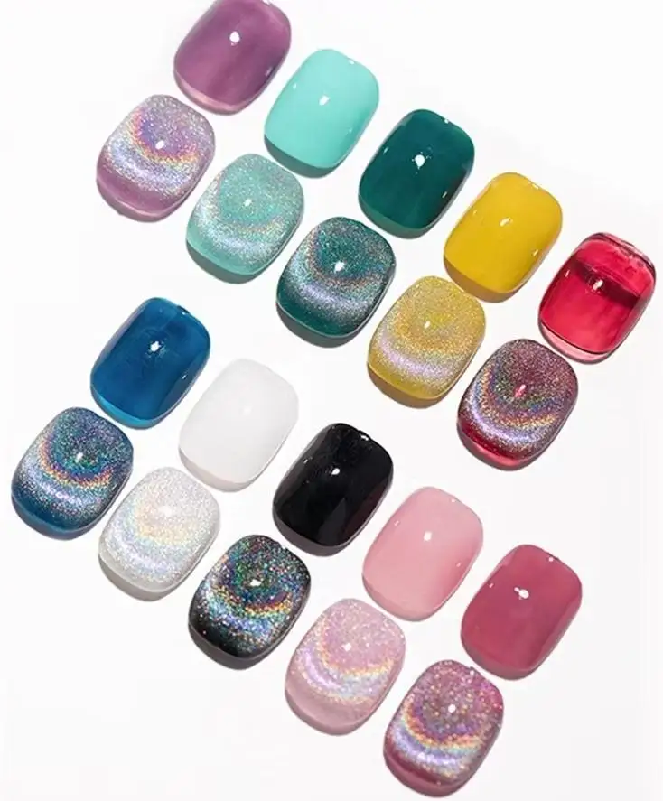 The Hot New Arrival fast delivery UV LED  Gel Nail rainbow holographic cat eye gel polish for nail art 1 kg