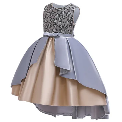 2020 elegant Wedding dress girls leopard sequins princess dress children party catwalk baby kids evening gown dress
